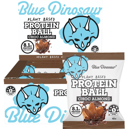 Blue Dinosaur Protein Ball Choc Almond 12x40g - Cutprice Online