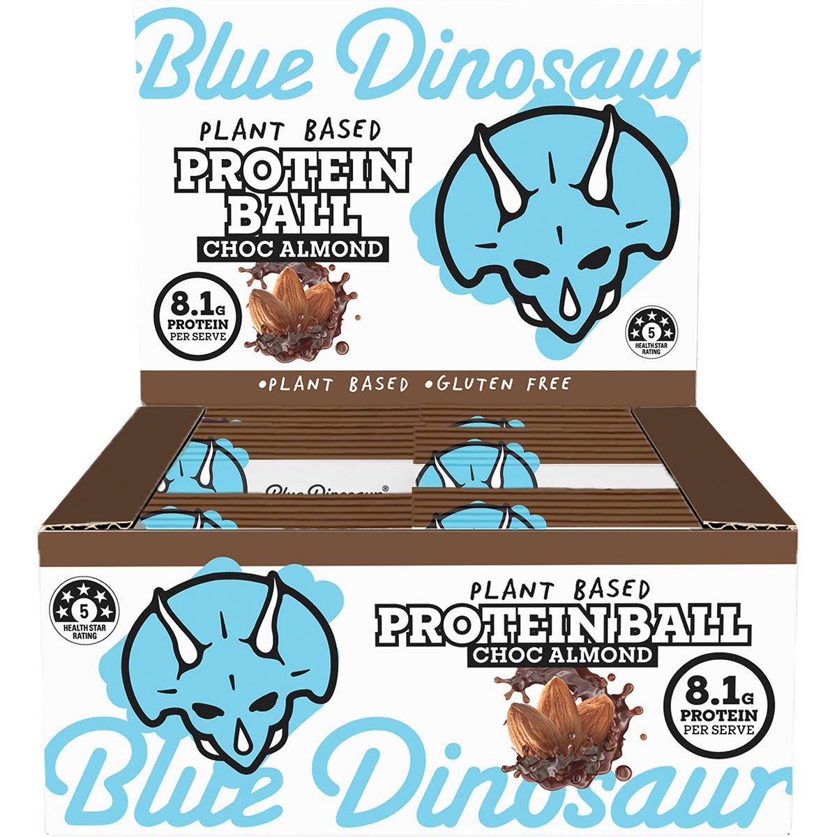 Blue Dinosaur Protein Ball Choc Almond 12x40g - Cutprice Online