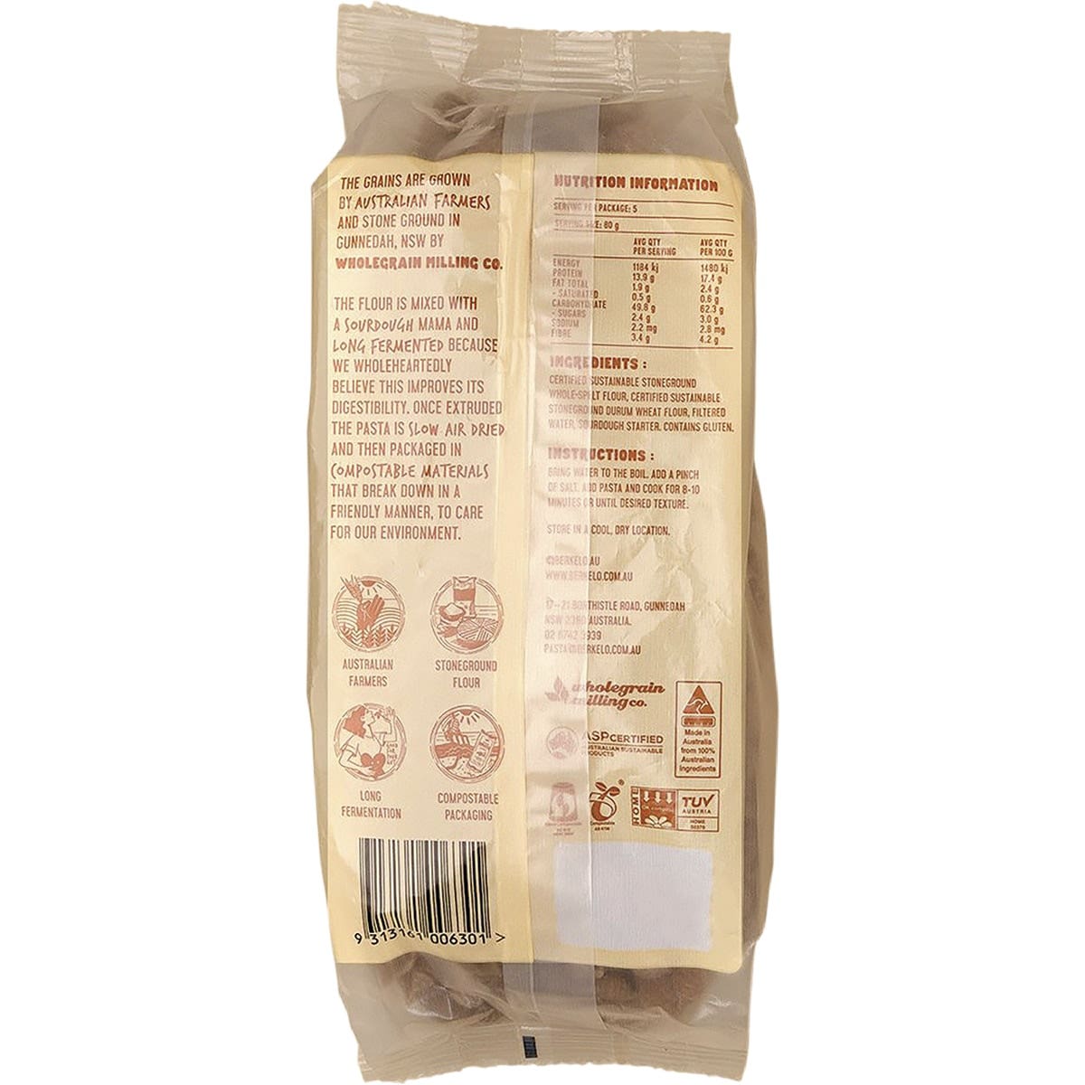 Berkelo Sourdough Pasta Spelt Shells 400g BERKELO