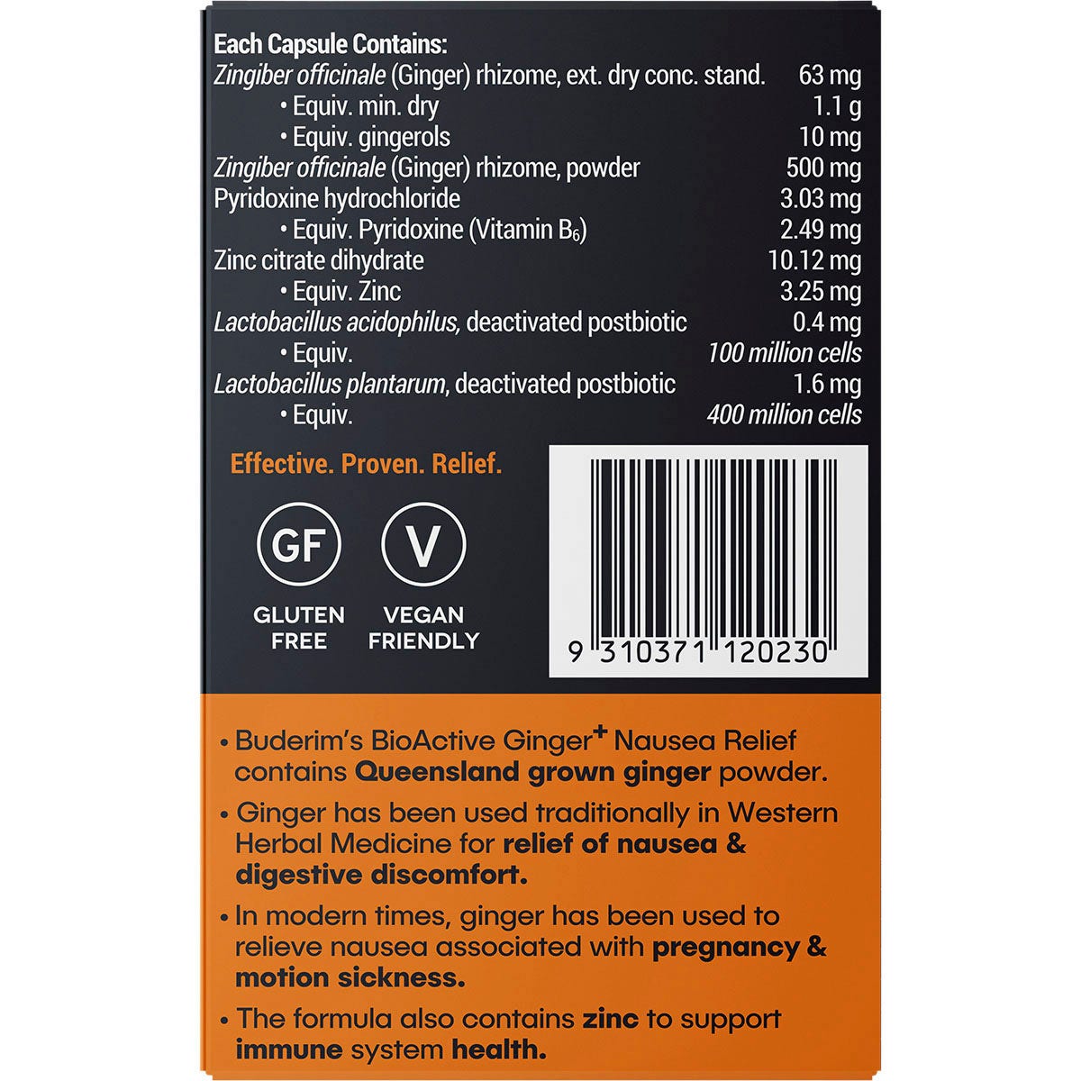 Buderim Ginger Bioactive + Nausea Relief Capsules 7 Caps - Cutprice Online