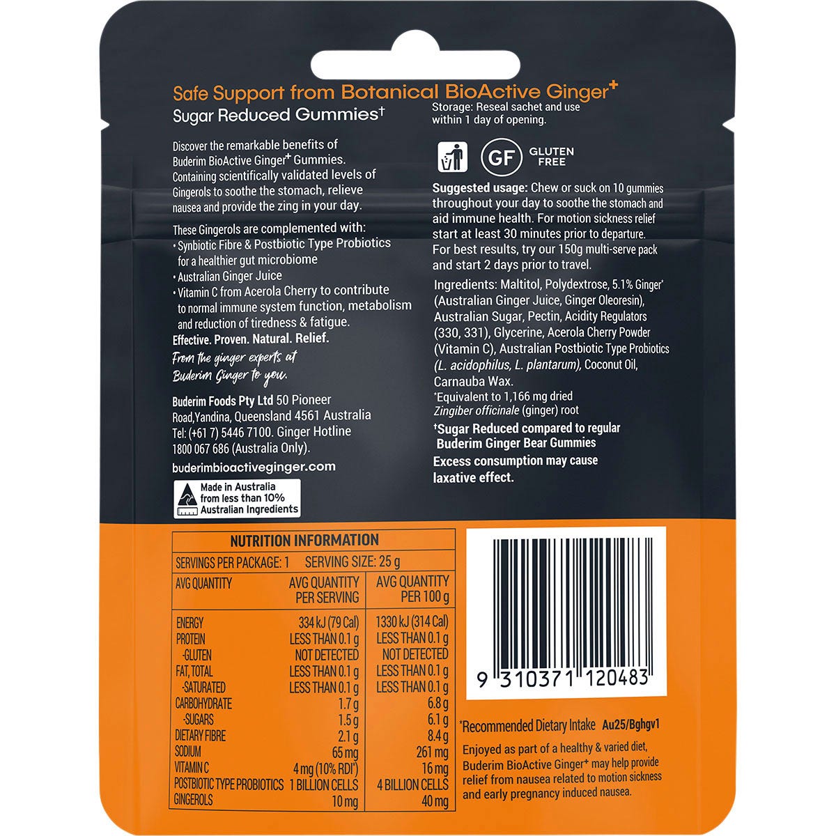 Buderim Ginger Bioactive + Gummie Bears 25g - Cutprice Online