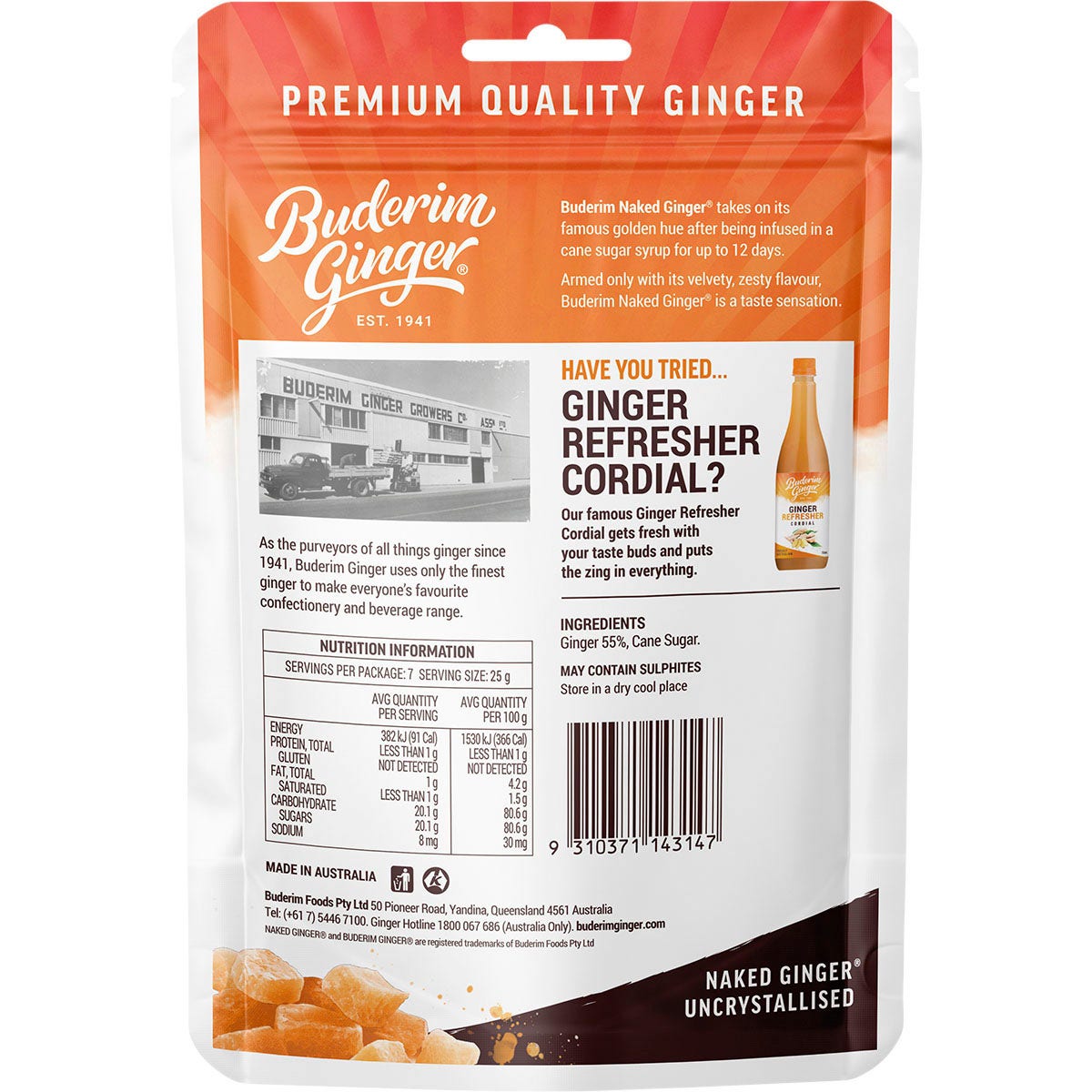 Buderim Ginger Naked Ginger Deliciously Uncrystallised 175g - Cutprice Online