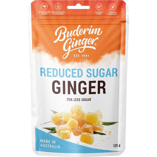 Buderim Ginger Reduced Sugar Ginger 75% Less Sugar 125g - Cutprice Online