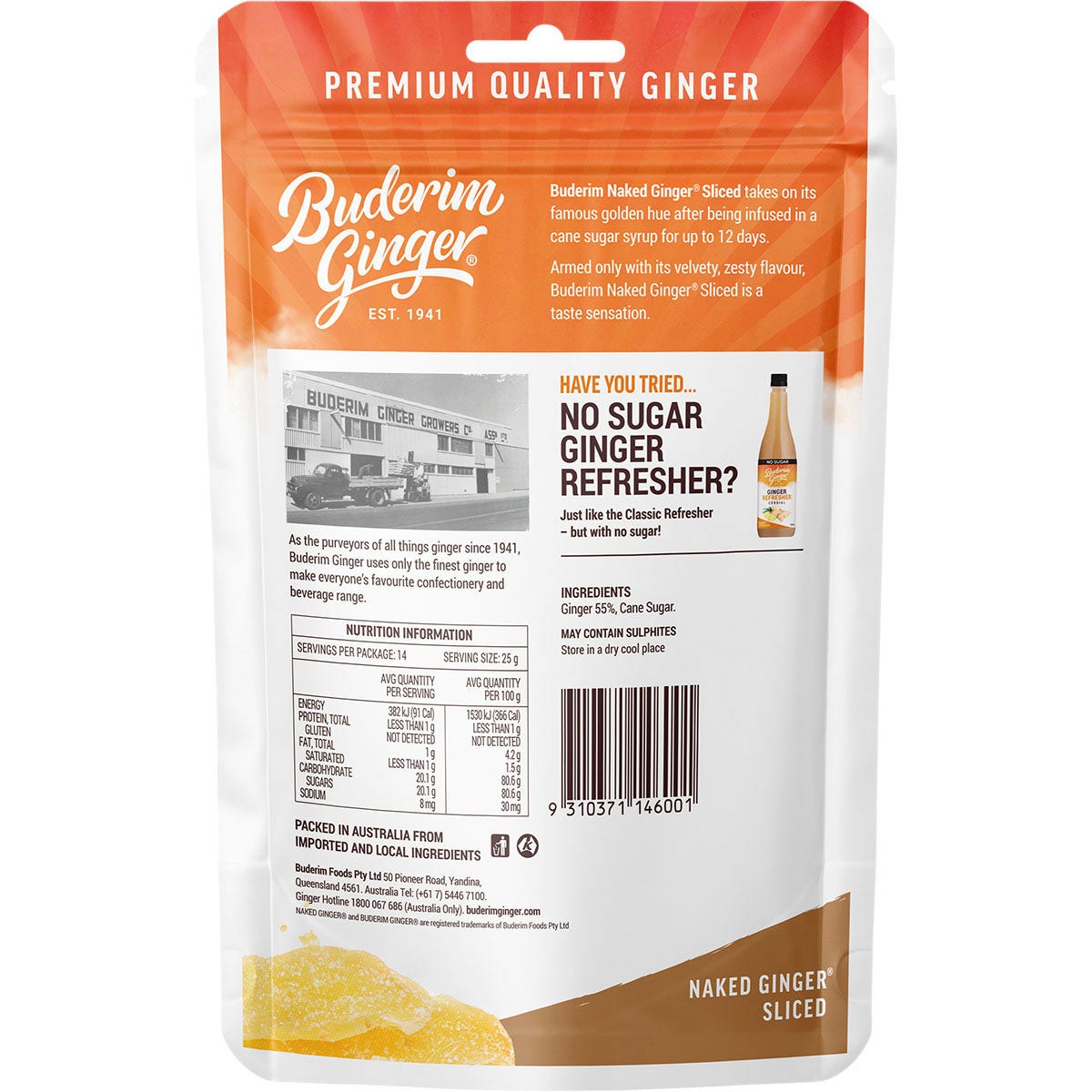 Buderim Ginger Naked Ginger Sliced 350g - Cutprice Online