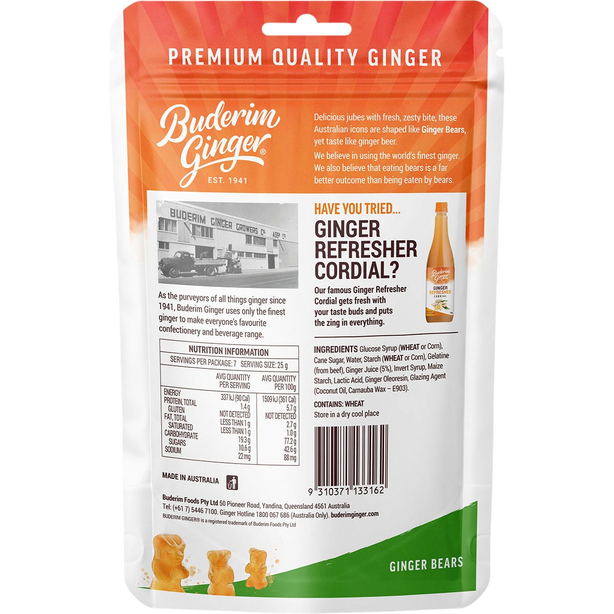 Buderim Ginger Ginger Bears Travel Friendly 175g - Cutprice Online