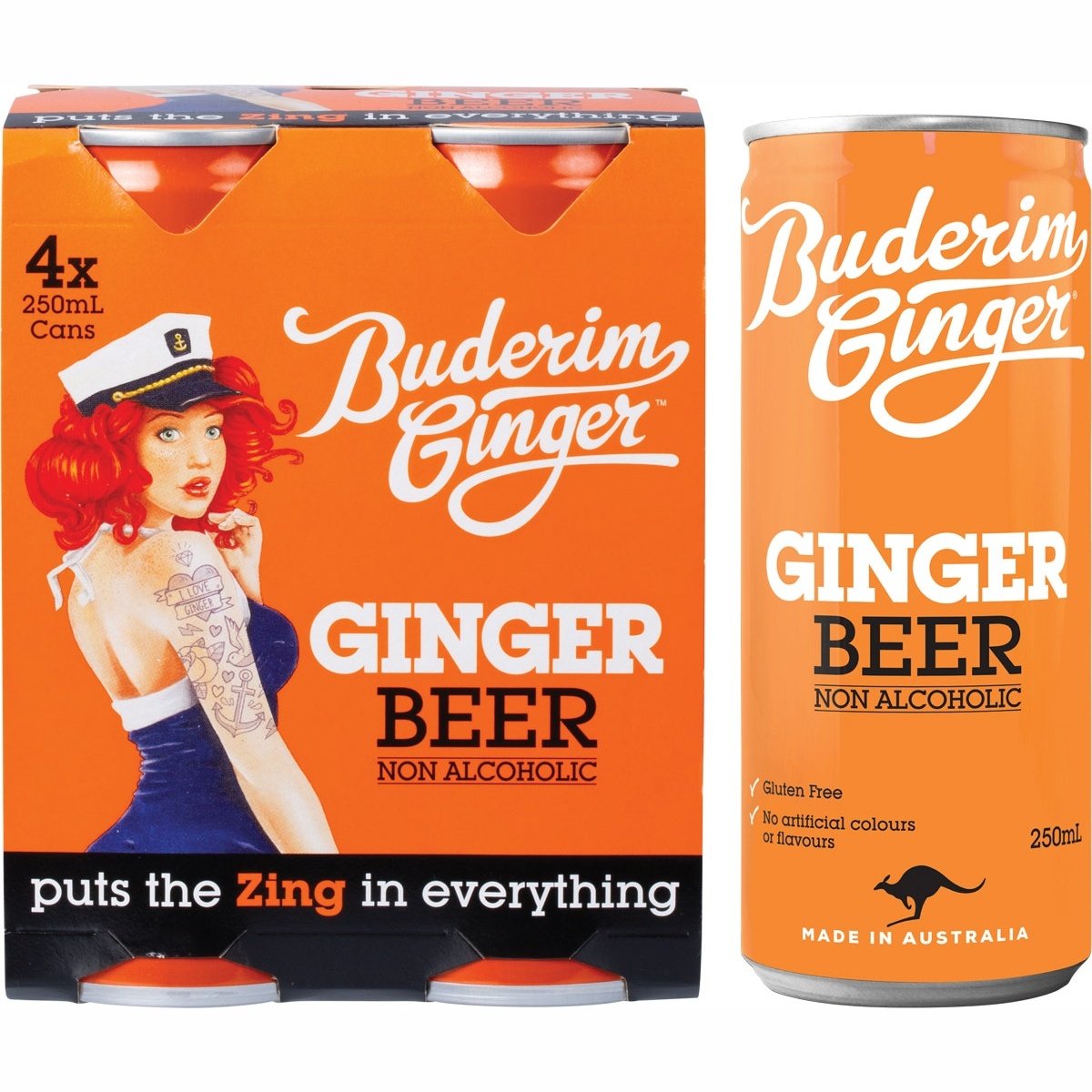 Buderim Ginger Ginger Beer Non Alcoholic 4x250ml - Cutprice Online