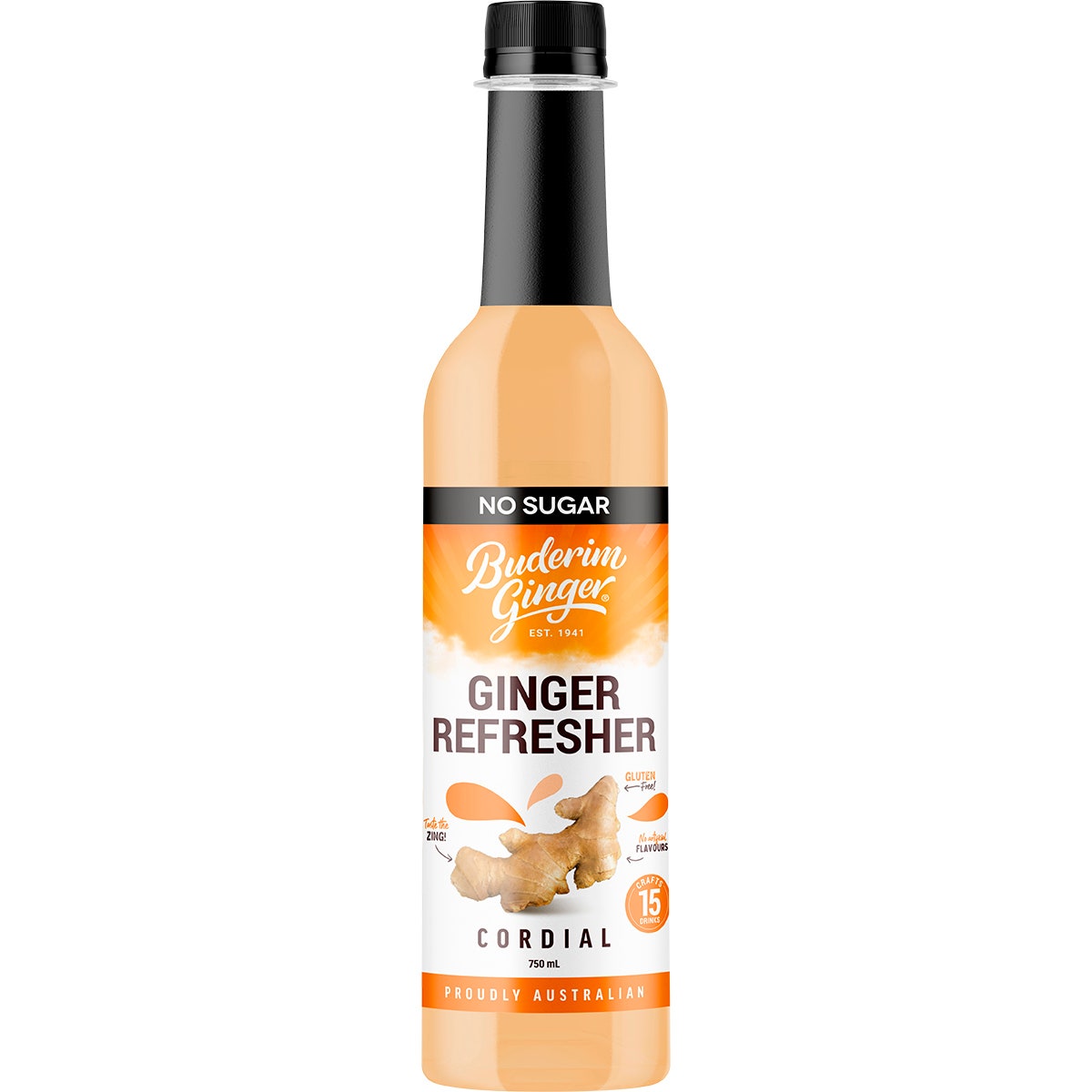 Buderim Ginger Ginger Refresher No Sugar Cordial 750ml - Cutprice Online