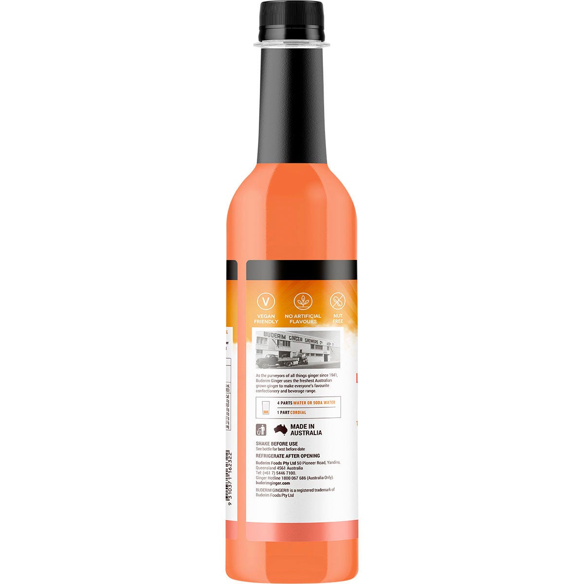 Buderim Ginger Ginger Lemon, Lime & Bitter Refresher Cordial No Sugar 750ml - Cutprice Online