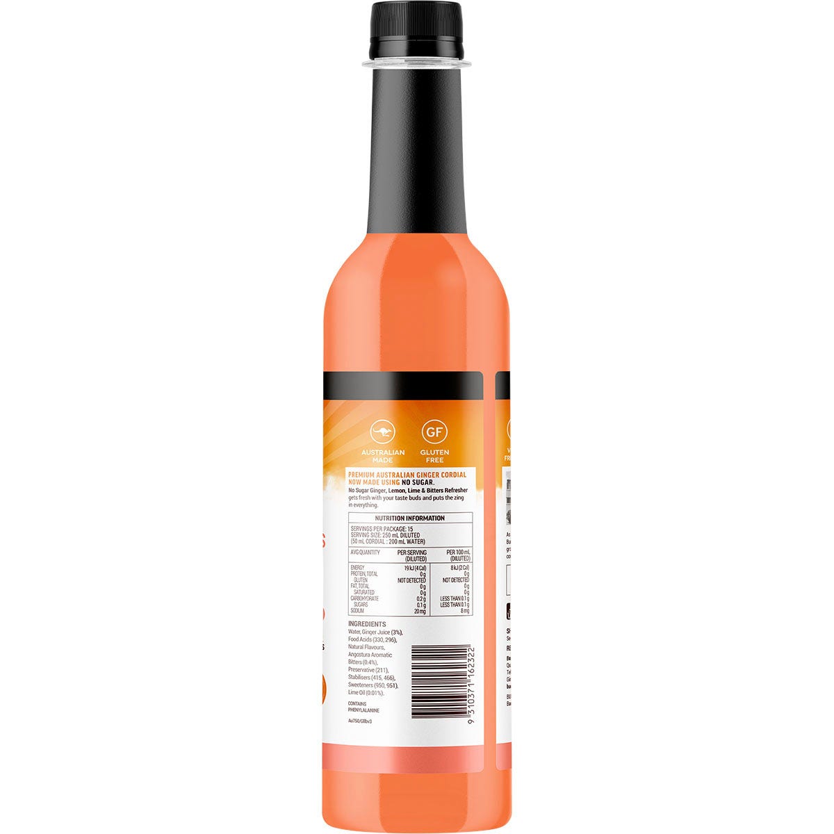 Buderim Ginger Ginger Lemon, Lime & Bitter Refresher Cordial No Sugar 750ml - Cutprice Online