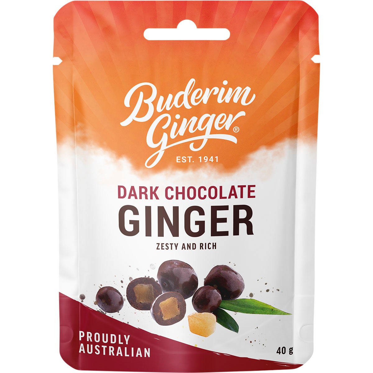 Buderim Ginger Dark Chocolate Ginger Zesty and Rich 12x40g - Cutprice Online