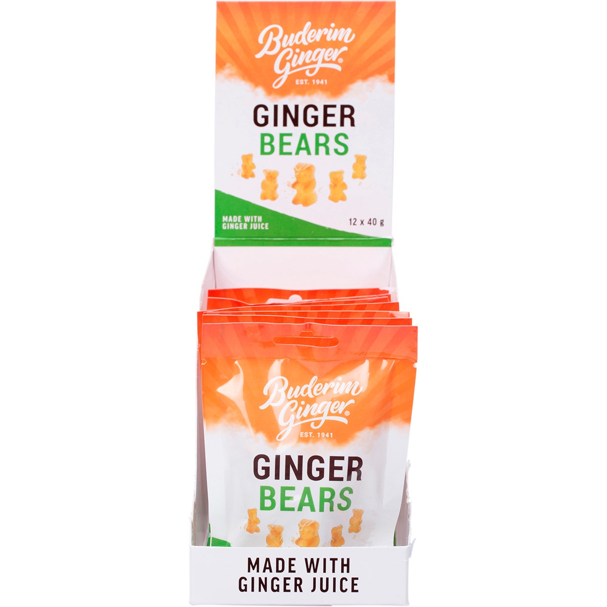 Buderim Ginger Ginger Bears 12x40g - Cutprice Online