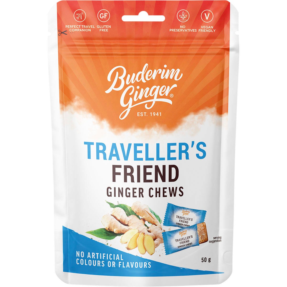 Buderim Ginger Traveller's Friend Ginger Chews 50g - Cutprice Online