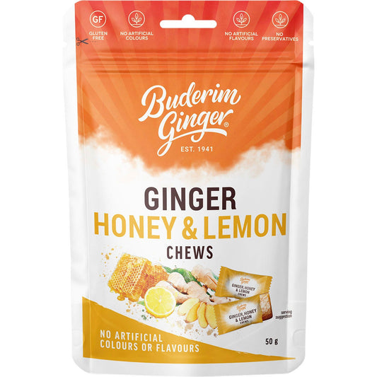 Buderim Ginger Ginger Honey & Lemon Chews 50g - Cutprice Online