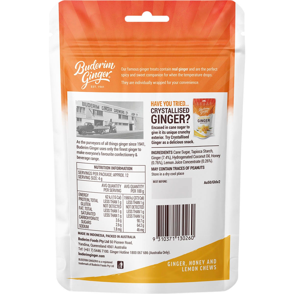 Buderim Ginger Ginger Honey & Lemon Chews 50g - Cutprice Online