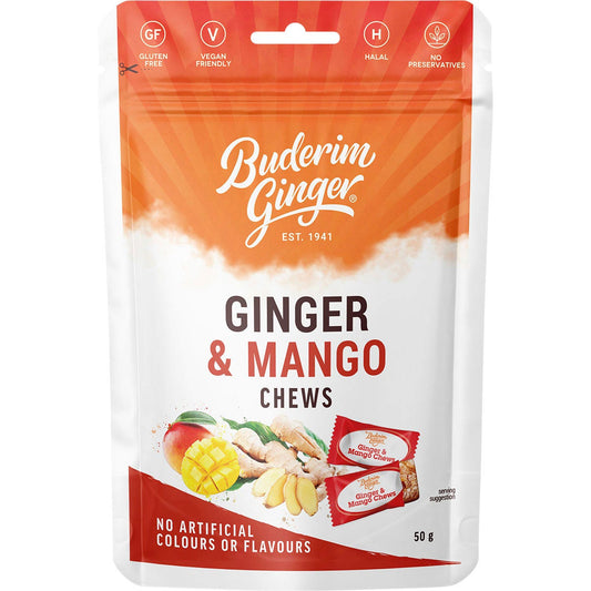 Buderim Ginger Ginger & Mango Chews 50g - Cutprice Online