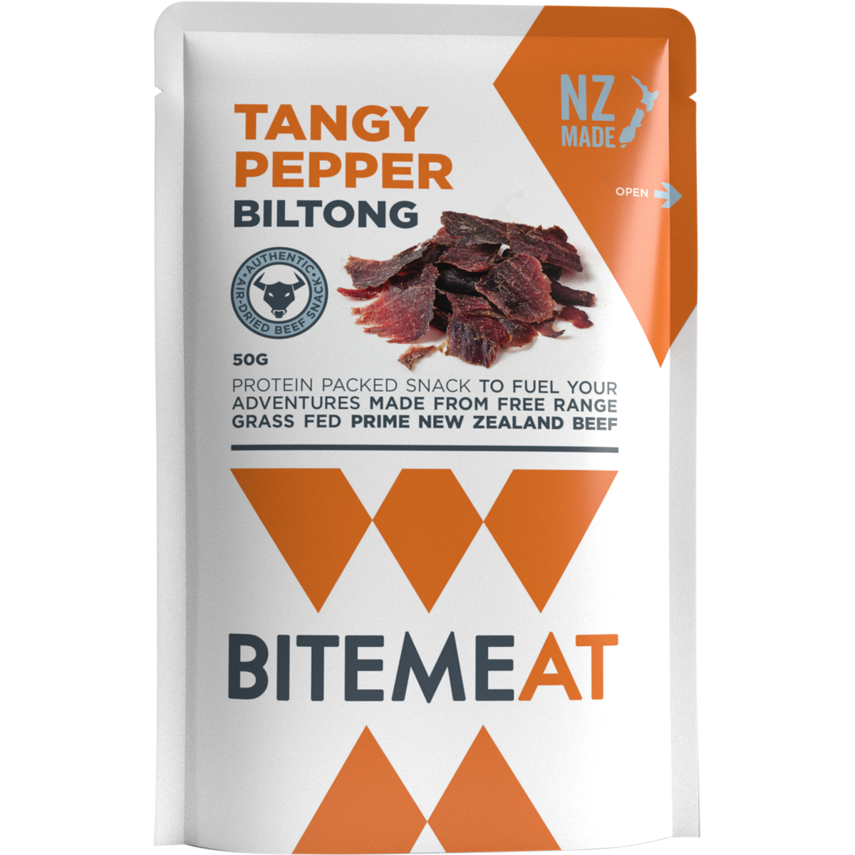 BiteMeat Grass Fed Biltong Tangy Pepper 10x50g