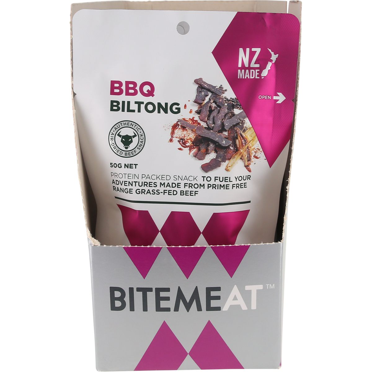 BiteMeat Grass Fed Biltong BBQ 10x50g