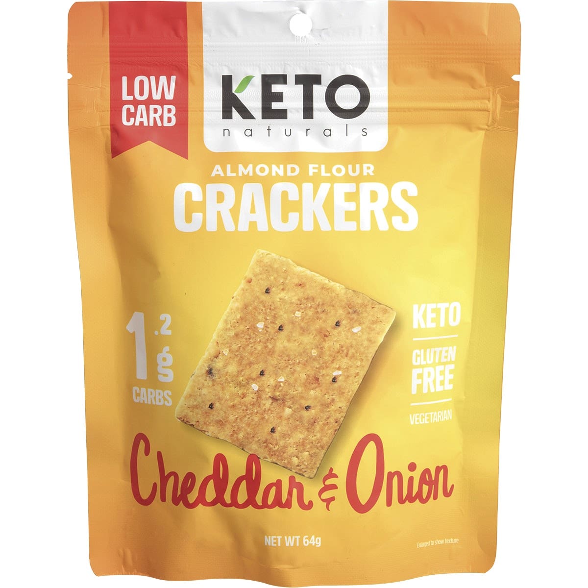 Keto Naturals Almond Flour Crackers Cheddar & Onion 8x64g KETO NATURALS