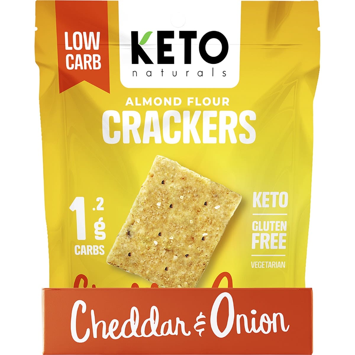 Keto Naturals Almond Flour Crackers Cheddar & Onion 8x64g KETO NATURALS
