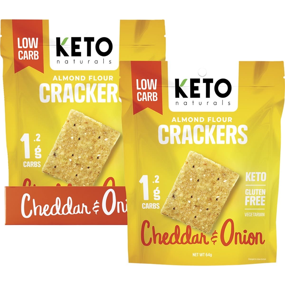 Keto Naturals Almond Flour Crackers Cheddar & Onion 8x64g KETO NATURALS