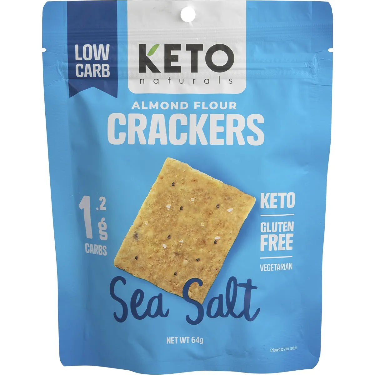 Keto Naturals Almond Flour Crackers Sea Salt 64g 8Pk KETO NATURALS