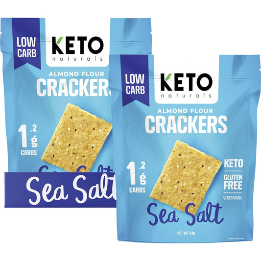 Keto Naturals Almond Flour Crackers Sea Salt 64g 8Pk KETO NATURALS