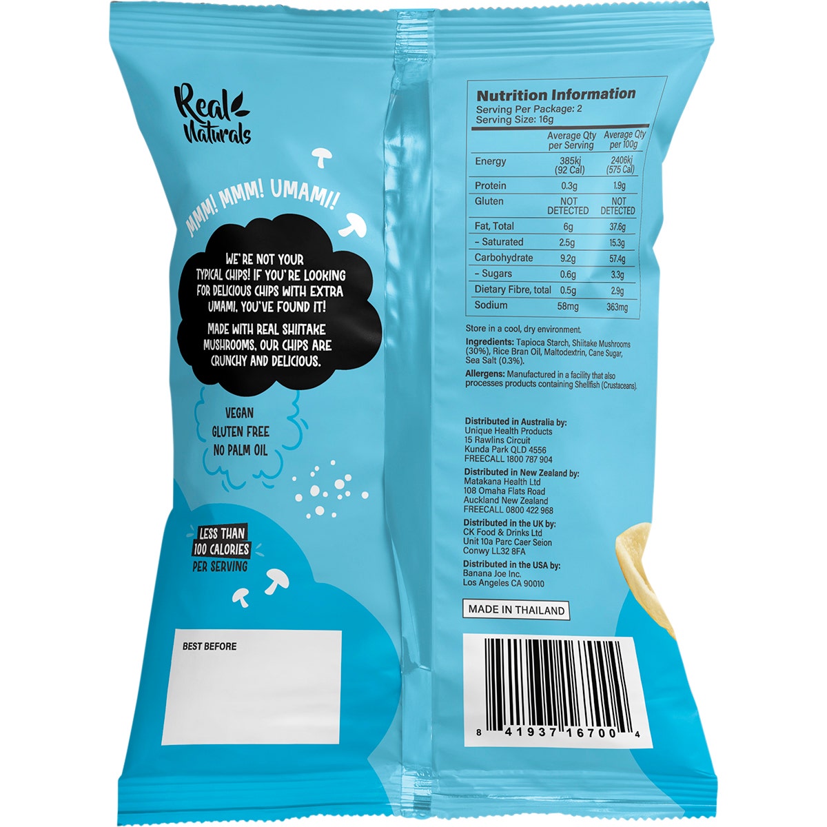 REAL NATURALS Shiitake Mushroom Chips Sea Salt 12x32g - Cutprice Online