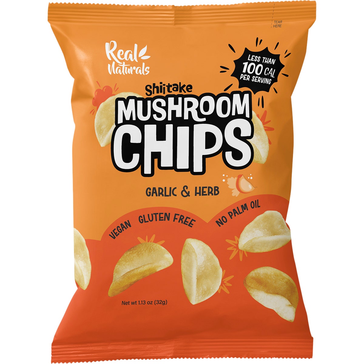 REAL NATURALS Shiitake Mushroom Chips Garlic & Herb 12x32g - Cutprice Online