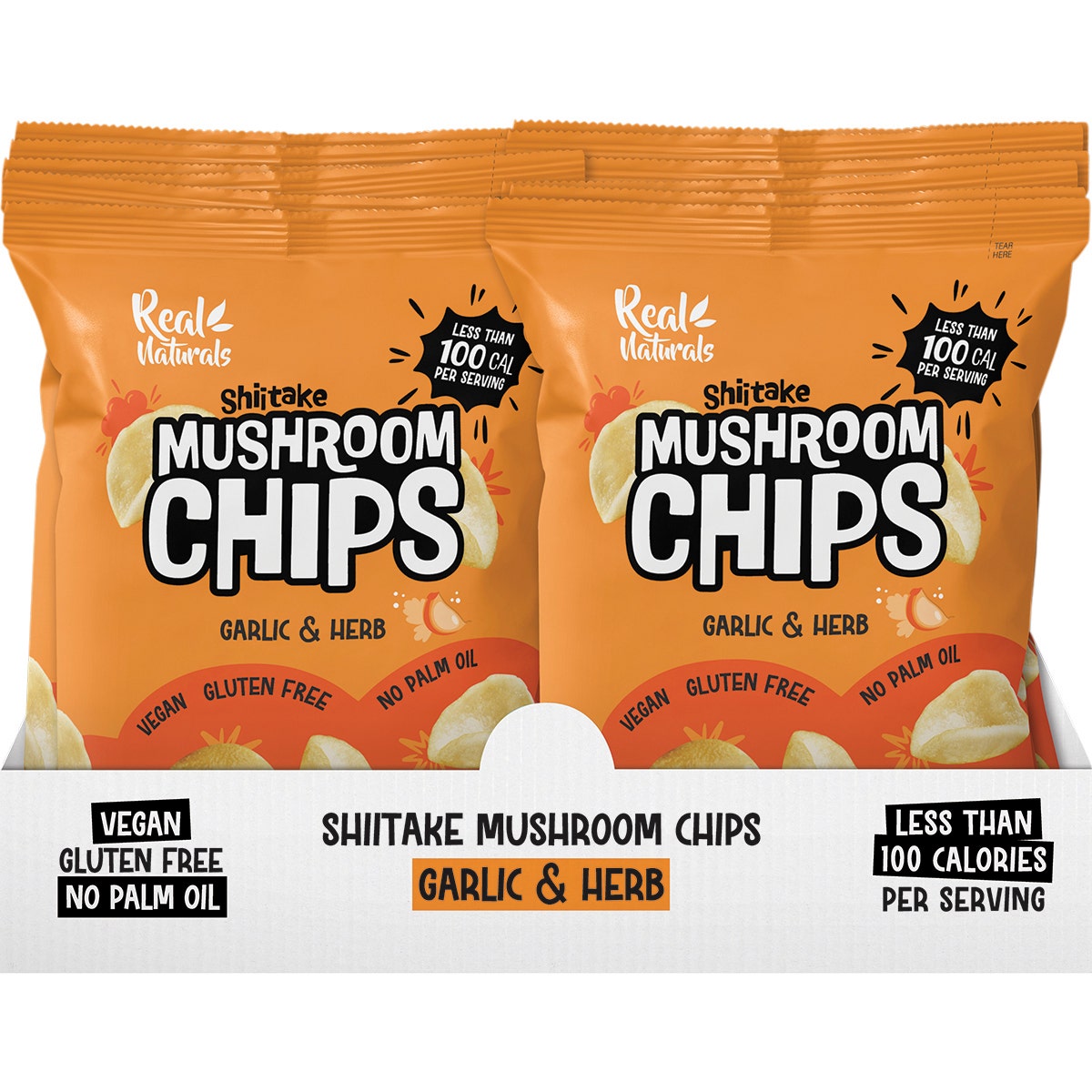 REAL NATURALS Shiitake Mushroom Chips Garlic & Herb 12x32g - Cutprice Online