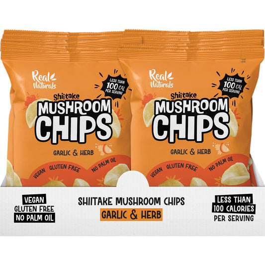 REAL NATURALS Shiitake Mushroom Chips Garlic & Herb 12x32g - Cutprice Online