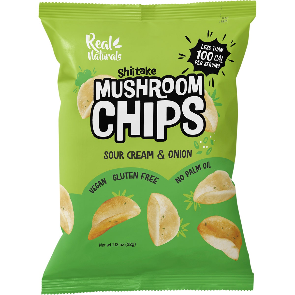 REAL NATURALS Shiitake Mushroom Chips Sour Cream & Onion 12x32g - Cutprice Online