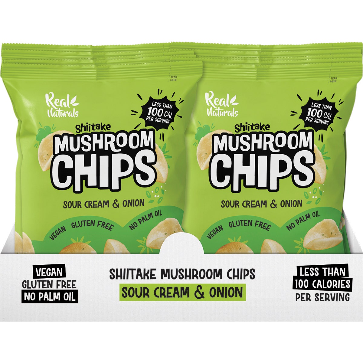 REAL NATURALS Shiitake Mushroom Chips Sour Cream & Onion 12x32g - Cutprice Online