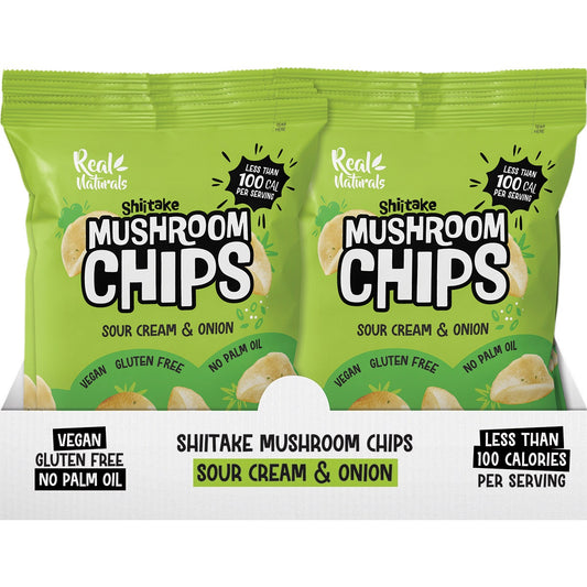 REAL NATURALS Shiitake Mushroom Chips Sour Cream & Onion 12x32g - Cutprice Online