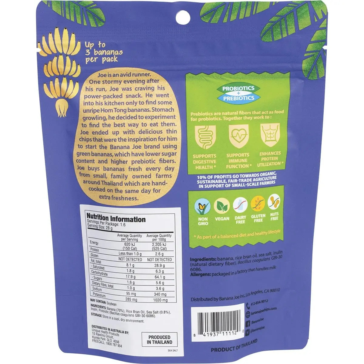 Banana Joe Banana Chips Sea Salt 46.8g 6 Pack BANANA JOE