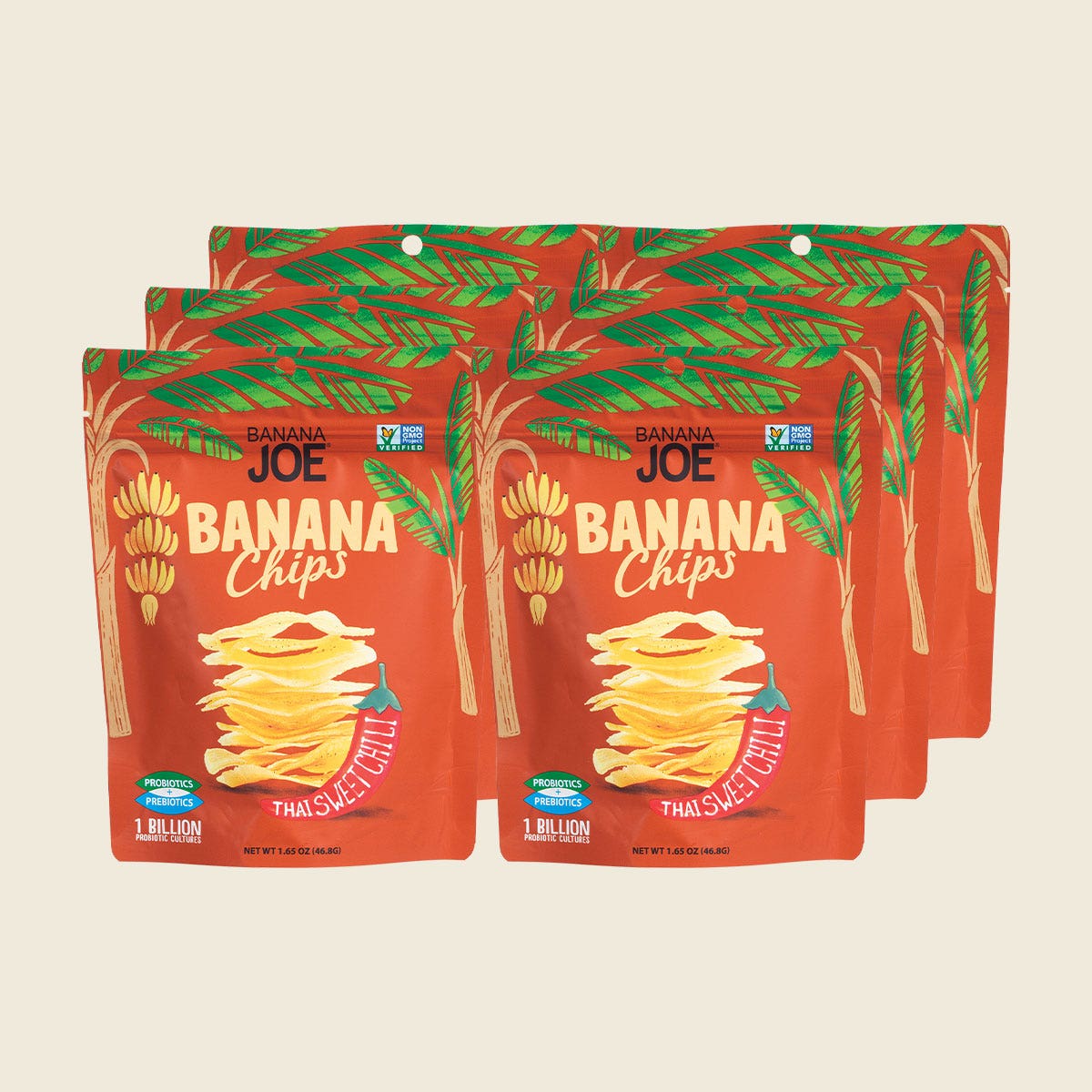 Banana Joe Banana Chips Thai Sweet Chili 46.8g 6 Pack