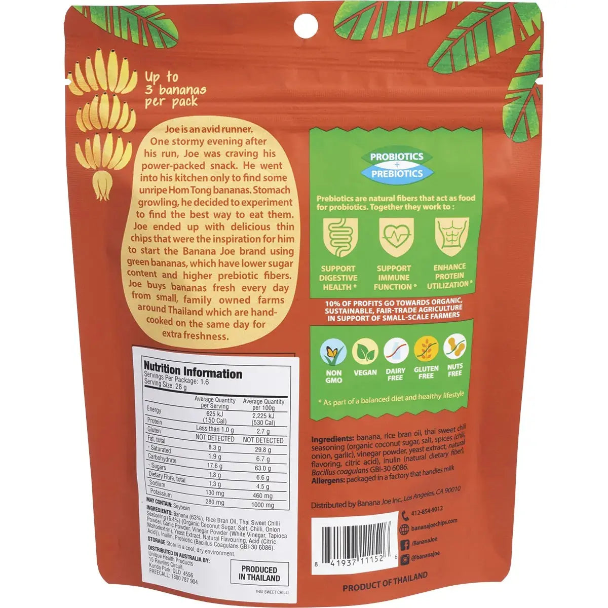 Banana Joe Banana Chips Thai Sweet Chili 46.8g 6 Pack BANANA JOE