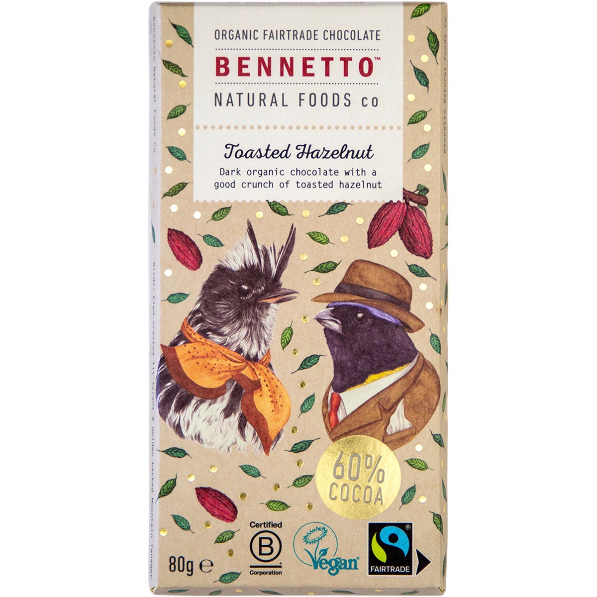 Bennetto Organic Dark Chocolate Toasted Hazelnut 12x80g - Cutprice Online