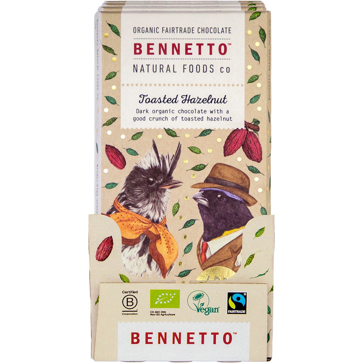 Bennetto Organic Dark Chocolate Toasted Hazelnut 12x80g - Cutprice Online