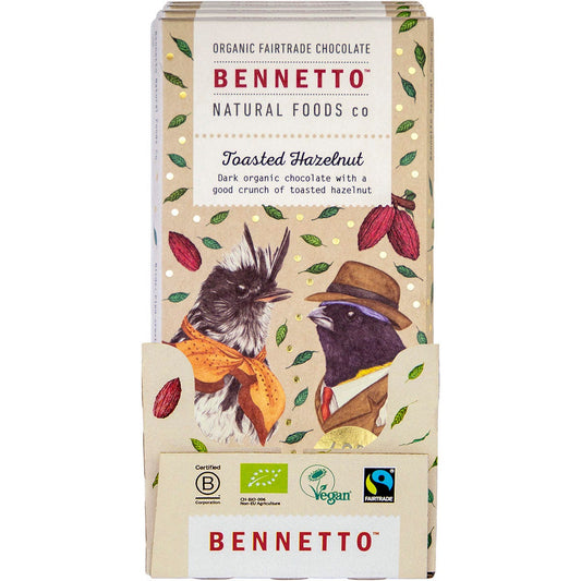 Bennetto Organic Dark Chocolate Toasted Hazelnut 12x80g - Cutprice Online