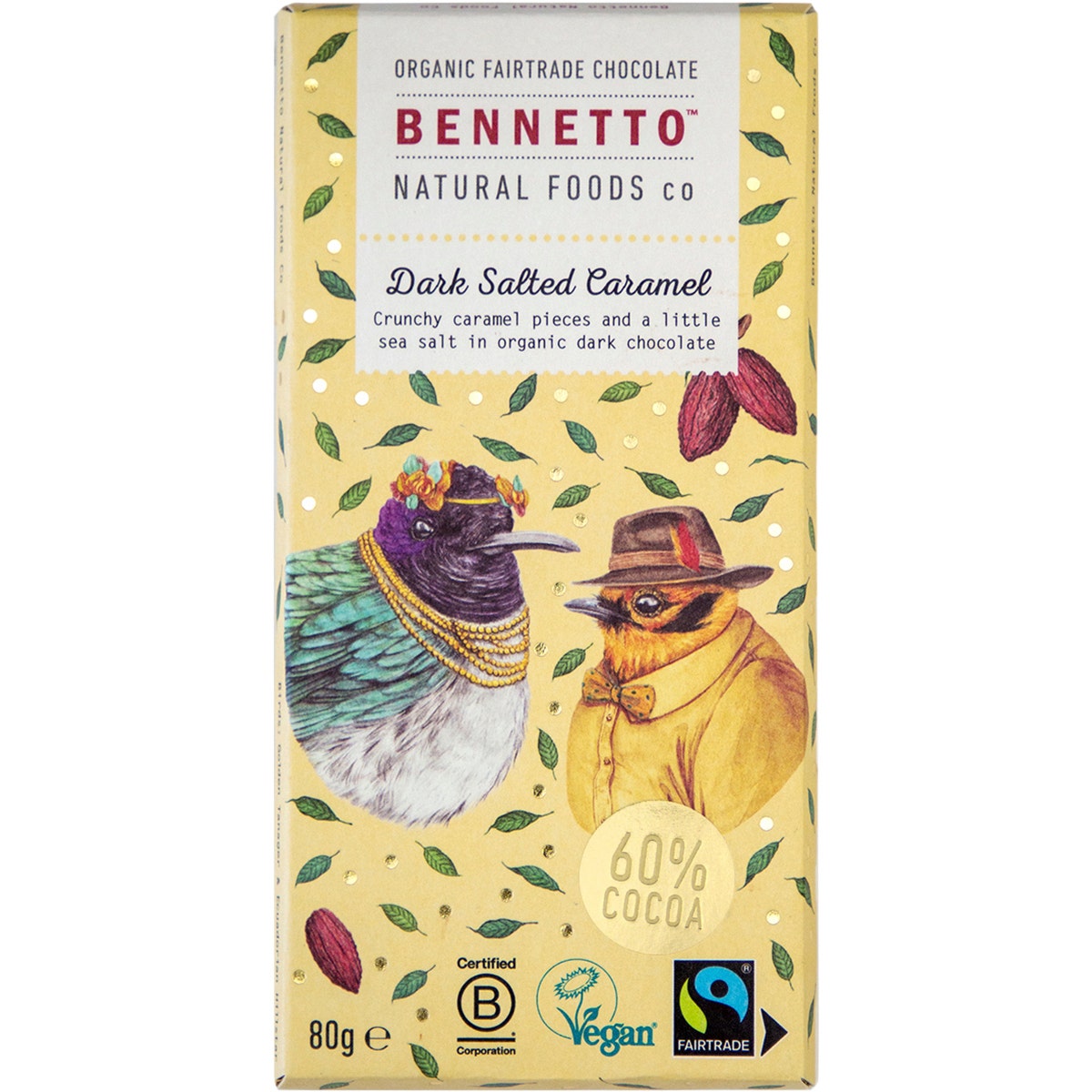 Bennetto Organic Dark Chocolate Dark Salted Caramel 12x80g - Cutprice Online