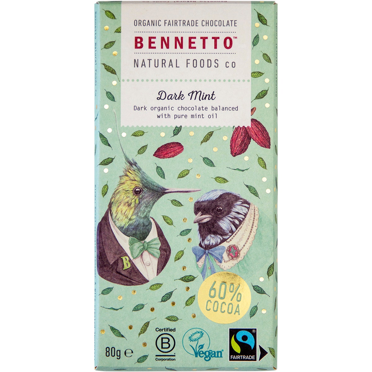Bennetto Organic Dark Chocolate Dark Mint 12x80g - Cutprice Online