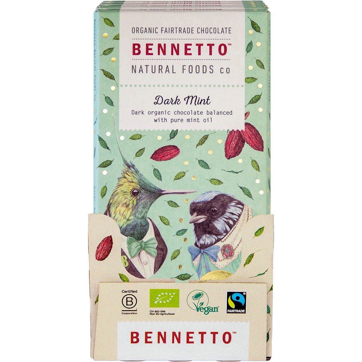Bennetto Organic Dark Chocolate Dark Mint 12x80g - Cutprice Online
