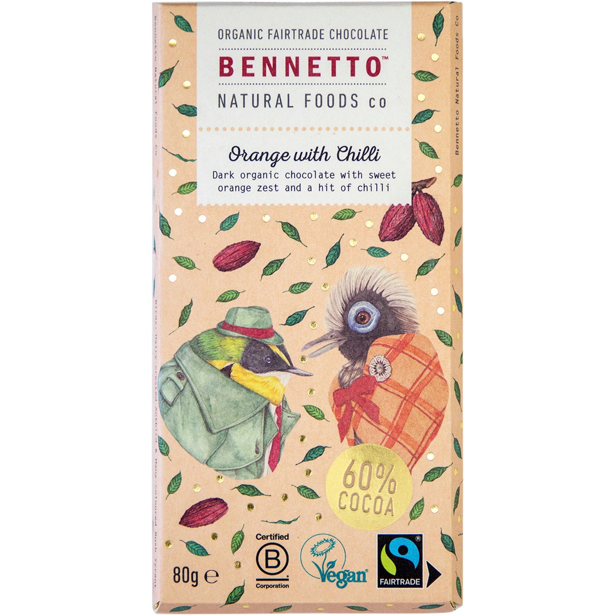 Bennetto Organic Dark Chocolate Orange With Chilli 12x80g - Cutprice Online