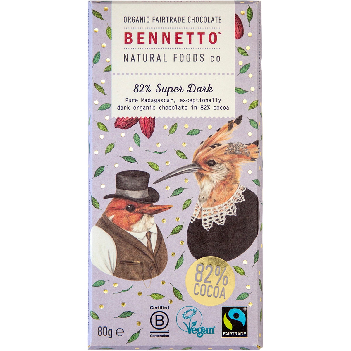 Bennetto Organic Dark Chocolate 82% Super Dark 12x80g - Cutprice Online