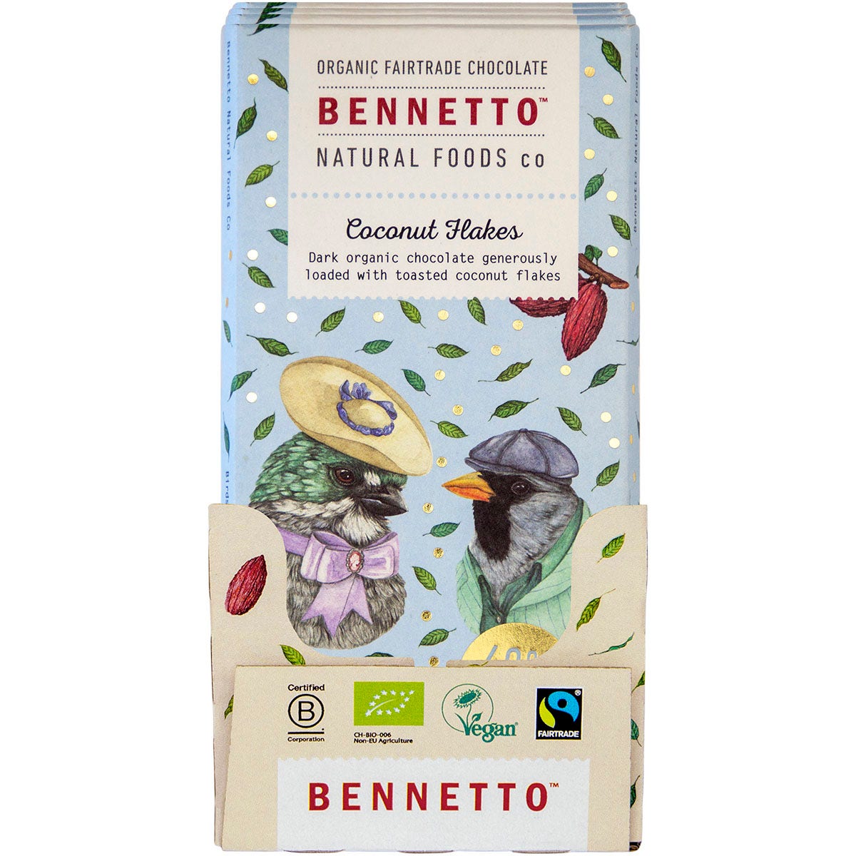 Bennetto Organic Dark Chocolate Coconut Flakes 12x80g - Cutprice Online