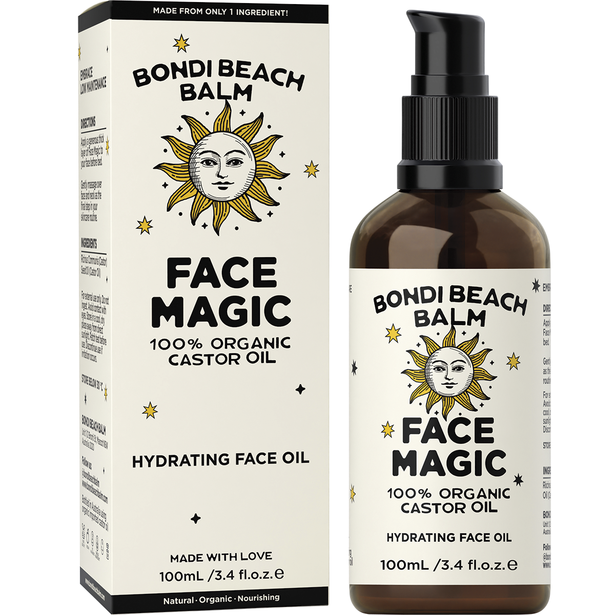 Bondi Beach Balm Face Magic 100% Organic Castor Oil 100ml