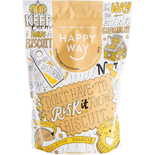 HAPPY WAY Vegan Protein Powder Caramel Biscuit 500g HAPPY WAY
