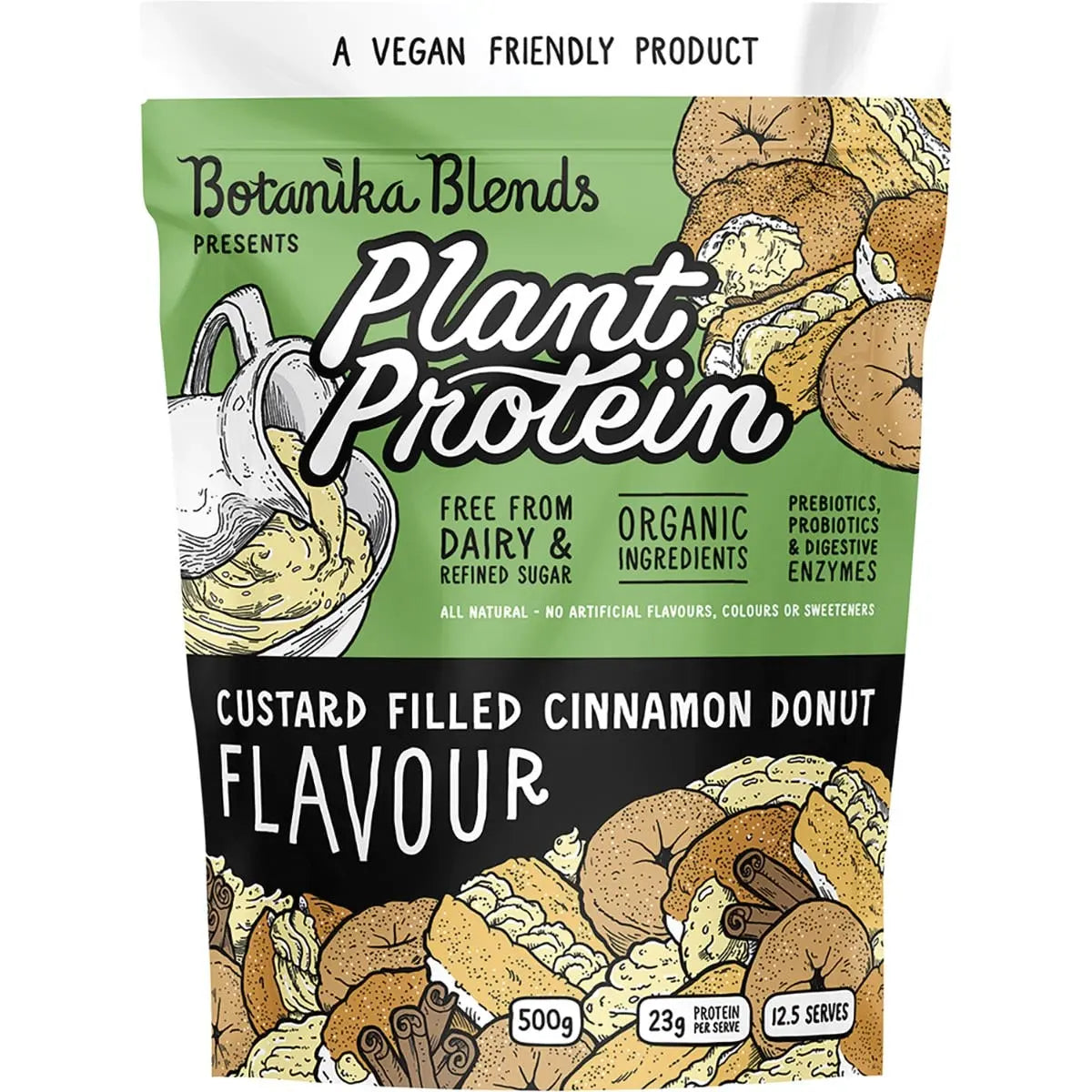 Botanika Blends Plant Protein Custard Filled Cinnamon Donut 500g BOTANIKA BLENDS