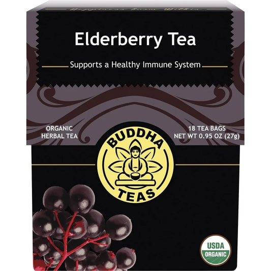 BUDDHA TEAS Organic Herbal Tea Bags Elderberry Tea 18 BUDDHA TEAS