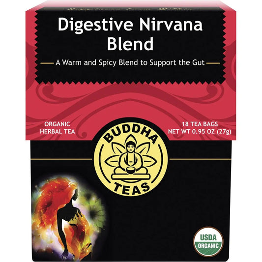 BUDDHA TEAS Organic Herbal Tea Bags Digestive Nirvana Blend 18 BUDDHA TEAS